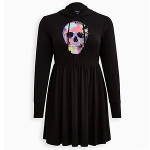 ☠️NWT Torrid Skull Hooded Skater Dress 0X☠️